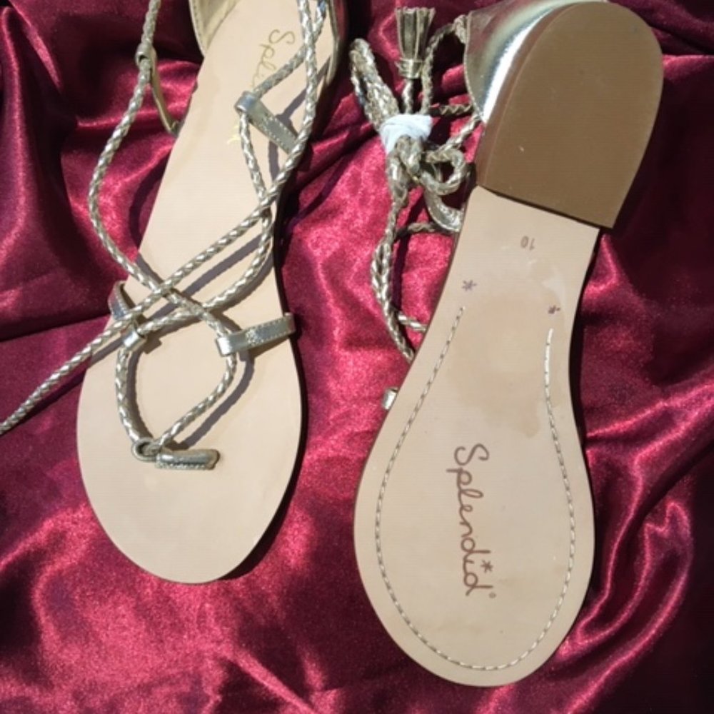 Gold wrap around sandals by Splendid 10
